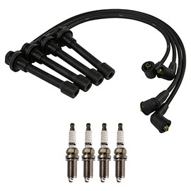 TRQ Ignition Kit Spark Plugs Spark Plugs Wire Set Compatible with 1990-1993 Mazda Miata