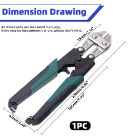 Glarks Mini Bolt Cutter 8 Inch/210mm Small Bolt Cable Cutter Heavy Duty Wire Plier Spring Snips Clippers with Soft Anti-Slip Handle for Cutting Soft Metal, Bolts, Screw Rods, Rivets and Chain