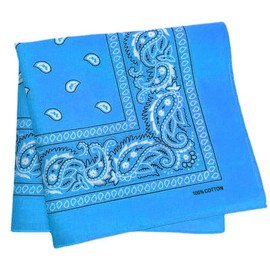 Trifong Bandana, 100% Cotton, Cashew Nut Pattern, Paisley Handkerchief, Unisex, Large, 21.7 x 21.7 inches (55 x 55 cm), Cashew Nuts Sky Blue, 55 × 55 cm