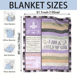 AuraCasa Bible Verse Blanket 50x60 inches – Flannel Christian Throw with Scripture Quotes & Faith Collage – Gift for Women, Girls, Believers, Religious Decor
