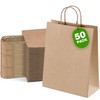 Ginkgo 50 Pcs Gift Paper Bags, 8x4.25x10.25 Brown Kraft Paper