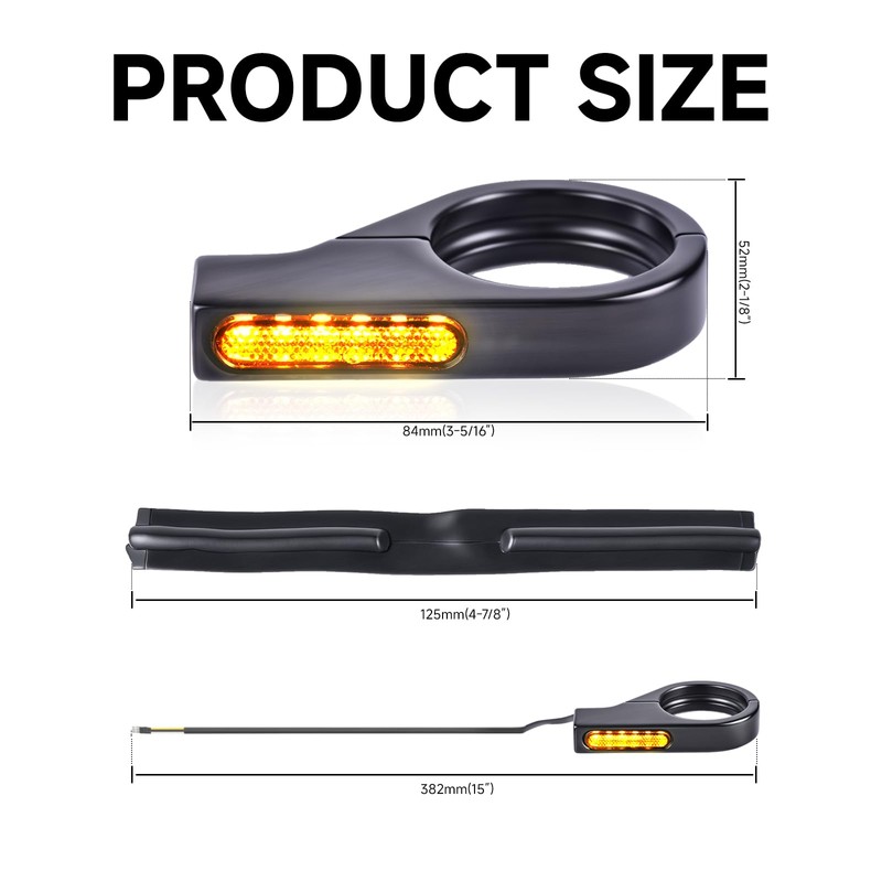 Motorcycle LED Turn Signals Flowing Running Lights for 39-41mm Front