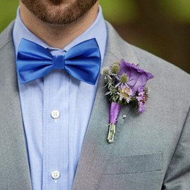 HOULIFE - Juego de gemelos cuadrados de satén de color sólido para hombre, con pajaritas y bolsillos, para bodas y fiestas, Azul Real, Large