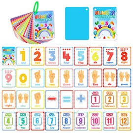 36PCS Numbers Cognitive Cards for Kids, Basic Arithmetic Flash Cards,Portable Waterproof Number Learning Flashcards,Math Cards