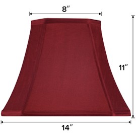 GO&SO Square Cut Corner Lampshades Burgundy Red, 8x14x11 Inch Medium Table Lamp Shades, Natural Faux Silk Lamp Shade for Floor Lamps,Bedroom and Living Room, Easy Assembly Required (Set of 2)