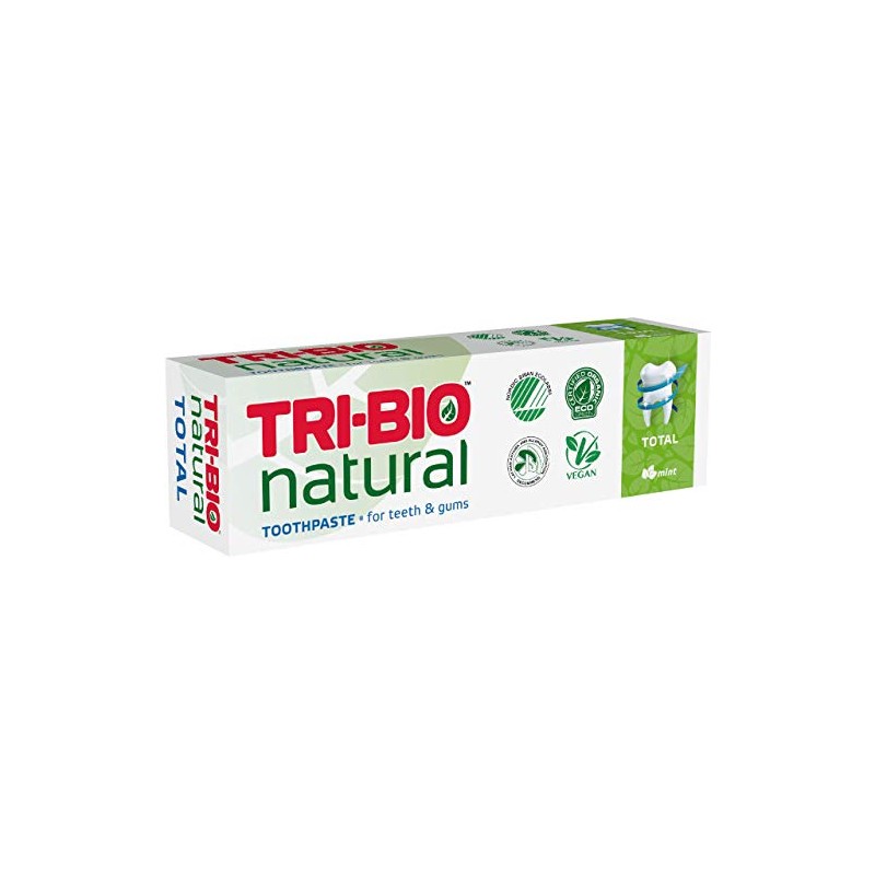 TRI-BIO ECO Natural Toothpaste, Nordic ecolabel, Vegan, Hypoallergenic (Total, 75ml)