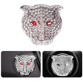 1 Pcs Red Start Button Cover Button lid leopard rhinestone Diamond Interior Start Car Start Stop Button Cover Button Cover Anti-Scratch Start Ignition Protective Cover Universal for Car (Red)