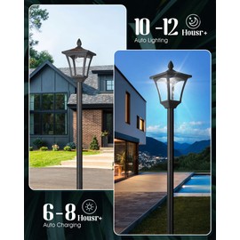 Seovix 70" Solar Lamp Post Lights Outdoor Waterproof IP65, Solar Lamp Posts Outdoor Lighting, LED Outside Pole Lights for Garden, Lawn, Pathway, Driveway, 1-842-108