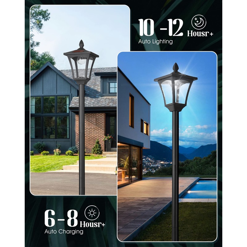 Seovix 70" Solar Lamp Post Lights Outdoor Waterproof IP65, Solar
