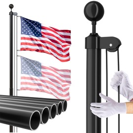 FFILY 14 Gauge Flag Pole for Outside In Ground, 25 FT Heavy Duty Flagpole Kit for Yard, Extra Thick Outdoor Flag Poles with 3x5 American Flag for Residential or Commercial, Black