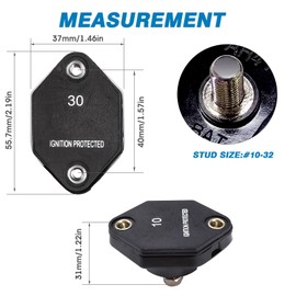 GLOSO Circuit Breaker Car Truck RV Automotive Marine Boat 51 Series T1 Auto Reset Mini Panel Mount #10-32 Threaded Stud w/Nylock 32Vdc (40A)