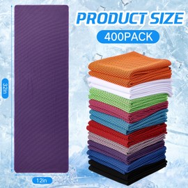 BBTO 400 Pcs 32 x 12 Inch Microfiber Ice Towel, Cooling Cold Towel for Neck and Face Breathable Chilly for Yoga, Sport, Gym, Workout, Camping and More Activities (Multicolor)