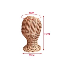 Rattan Manikin Head,Hat Rack Stand and Wig Holder,Wig Stand Portable Wig Head Tabletop Hats Display Stand for Home Salon Beginner Stylist, Style B