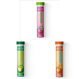 SELTZ Kit Electrolitos Tableta Efervescente, Sabores fresa kiwi, lima limón y naranja, 39 Tabletas, 3 Pack                                            