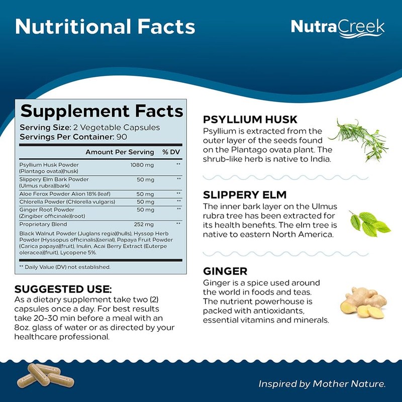 NutraCreek Psyllium Complex | 11-Ingredient Psyllium Husk Capsules with Psyllium
