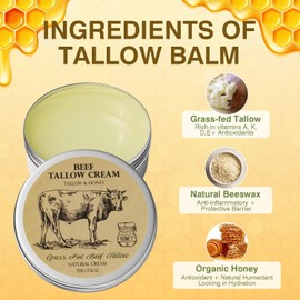 Beef Tallow for Skin Care, 2 Boxes Tallow and Honey Balm,Beef Tallow Moisturiser for Women Men Daily Body Face Creams (2 pcs, 140g)