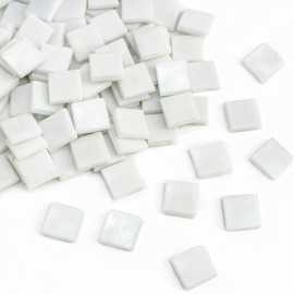 Wq Warmqing Mural Mosaic Tiles for Crafts Bulk, 200g White Mosaic Glass Pieces for Decor Mosaic Outdoor Side Table,Mosaic Kits Supplies(White)