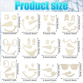 Burbell 24 Pcs Wooden Snowman Face Blank Craft Kit with Storage Box Festival Snowman Wooden Crafts for Christmas Home Wall Decoration Party Supplies Handmade Activities