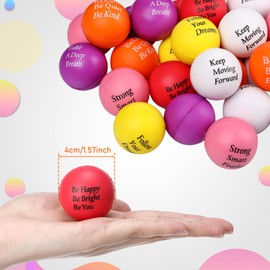Aoriher 36 Pcs Motivational Stress Balls Colorful Stress Balls Bulk Quotes Inspirational Funny Foam Toys Hand Exercise Gifts for Office Small Toys for Motivating Supply(Vivid Color)