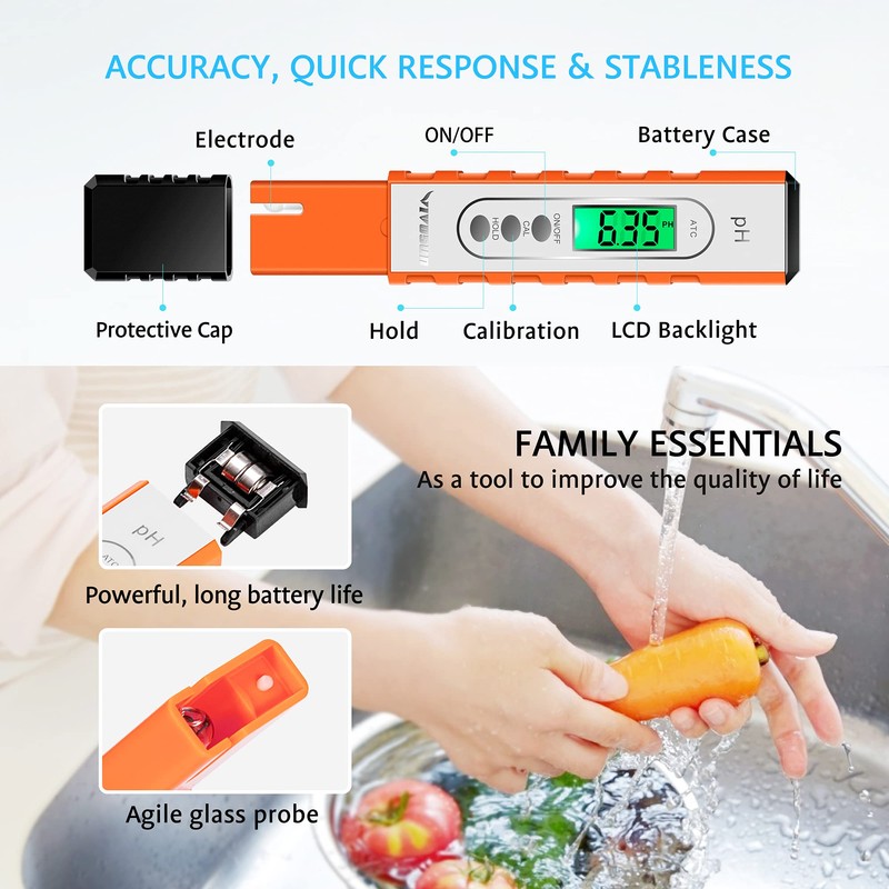 VIVOSUN PH Meter Digital PH Tester Pen 0.01 High Accuracy