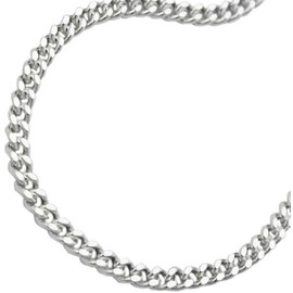 Necklace Silver Chain 925 Silver Women's Curb Chain Flat for Women Length 70 cm x 2 mm Pendant Chain Silver, Silver, No Gemstone