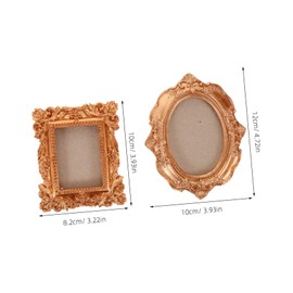 FUNOMOCYA 2pcs Vintage Mini Magnetic Picture Frames Resin Oval Refrigerator Magnets for Small Photos Display Rustic Retro Style Keepsake Memory Showcase