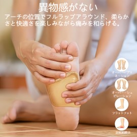 KUENZ Arch Support, Arch Support, Insole, Shock Absorption, Protective Pad, For Standing, Running, Climbing, Standing Work, Sports, Unisex (Beige, 14 mm)