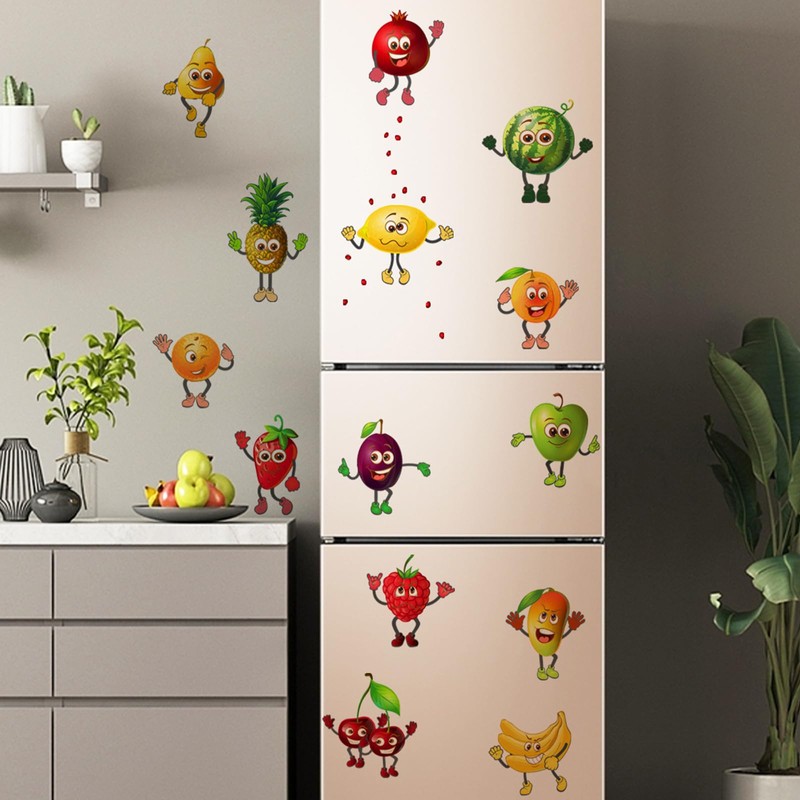 4 x Wall Stickers Kitchen Fruit Funny Fruit Wall Stickers