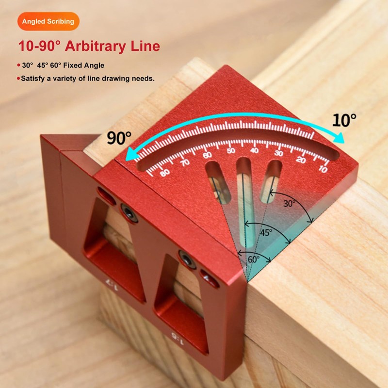 NS Juvyig 3D Multi Angle Measuring Ruler,Woodworking Square Tool Marking