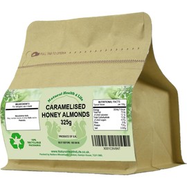 Natural Health 4 Life Snack Nut Caramelised Honey Almond Nuts 325 g in Recyclable Pouch (1 Pouch)