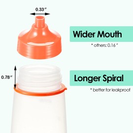 oiununo Squeeze Bottles Wide Mouth - Pack of 2 Condiment Bottle Squeeze BPA free for Chunky Sauces, Resin, Crafts, Condiment Squeeze Bottles 550 mL/19 oz. (Orange)