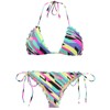 RELLECIGA Women's Wavy Triangle Bikini Set Brazilian Swimwear (Large,Neon Striped)