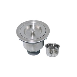 KARBI Kit Desagüe para Tarja de Cocina - Contracanasta con Colador 3-1/2" + Sifón + Céspol Flexible Doble - Tubo de Drenaje para Fregadero - Acero Inoxidable Color Plateado (Individual)