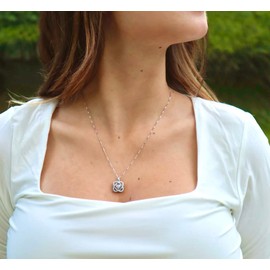 Diamond Necklace Love Knot Pendant 1/4 cttw in Sterling Silver - 18 Inch Chain