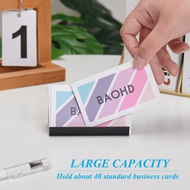 BAOHD Business Card Holder for Desk, Business Card Display Stand, Metal Desktop Business Card Organizer, Black