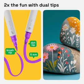 ARTISTRO 12 Acrylic Paint Markers for Fabric, Rocks, Paper, Wood, Canvas, Glass, DIY - Safe for Kids Dual Tip Acrylic Paint Pens (Dual Tip Dot + Brush, 12)