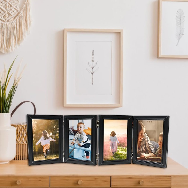POILKMNI 4 Folding 5x7 Inch Hinged Picture Frame High Definition
