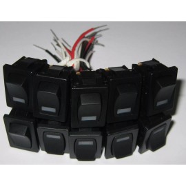 Light Country 10 X SPST Lighted Snap In Rocker Switch w/ Wires - 6 Amp 250VAC - Red 2 VDC LED