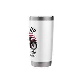 Buckle Up Motorcycle USA Flag Vintage Biker Funny Off Road Stainless Steel Insulated Tumbler