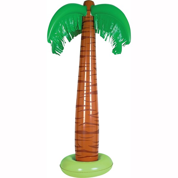 Beistle 4 FT Inflatable Palm Tree Decoration For Summer Tropical Hawaiian Theme Luau Beach Party Décor, 4' 10"