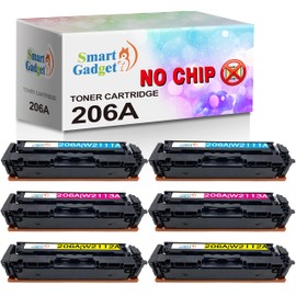Smart Gadget 6_Pack Compatible Toner Cartridge Replacement 206A W2111A W2112A W2113A [2xCYM Color] | Use with Color Laser-Jet Pro M255dw M255 M283fdw M283cdw M282nw M283 M282 Printers | NO CHIP