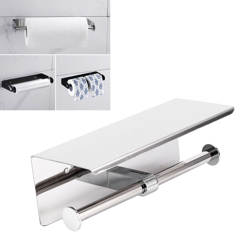 Toilet Paper Holder Dual End Wall Mounted Toilet Roll Holder