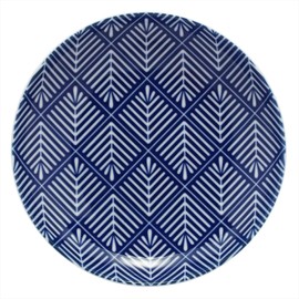 Kowa Pottery Hasamiyaki Japanese Komon Plate, Matsuba, Blue