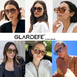 GLARDEFE Retro Polarized Aviator Sunglasses for Women Men - Trendy Cool Square Shades Sun Glasses(Leopard/Grey Lens)