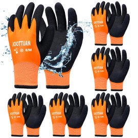 Joottuan 6 Pairs Waterproof Winter Work Gloves for Men Thickened Freezer Gloves Thermal Insulated Work Gloves for Cold Weather (6, Medium)