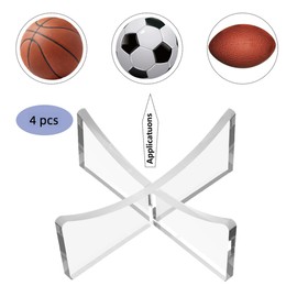 HEMYLU Ball Stand 4-Pack, Acrylic Display Stand for Football Basketball Soccer Volleyball Rugby, Ball Display Holder for Storage and Displaying