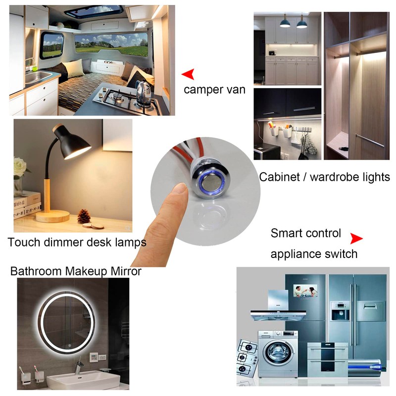 IKSACE 12V LED Touch Dimmer Switch On/Off Stepless Dimming Switchs