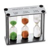 Lily's Home 3-in-1 Perfect Tea Timer, Includes 3, 4, and 5 Minute Sand Hourglass Timers, Use for Making Tea or Keeping Time Around the Kitchen, Brushed Stainless Steel Frame (3.75" Tall)
