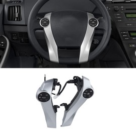 Steering Wheel Trim with Control Buttons Steering Wheel Radio Control Switch Buttons Silver ABS Multifunction Automotive Replacement for 2009‑2014