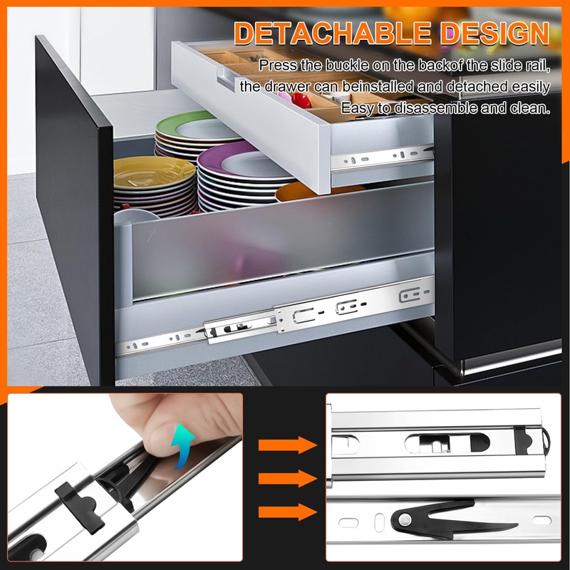 10 inch Drawer Slides 4 Pairs (8pcs) 3 fold Full